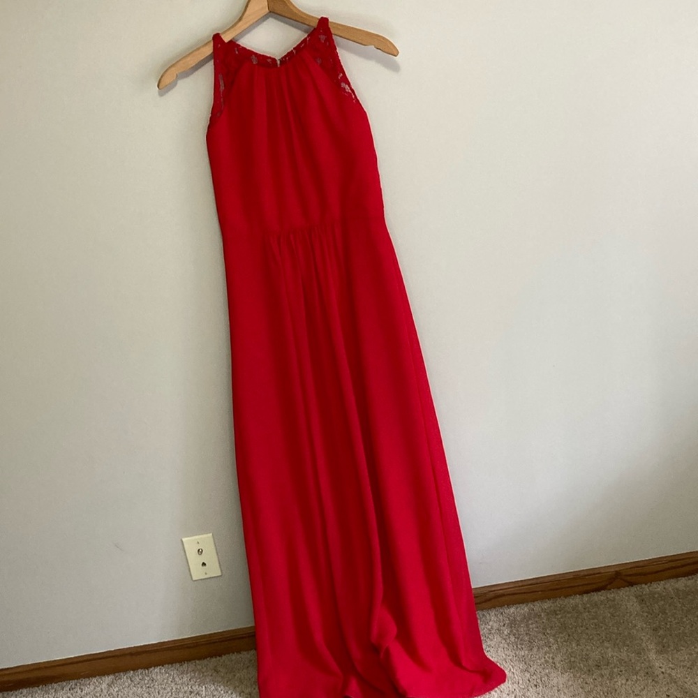 NWT Jasmine JB Junior Bridesmaid Red Dress, Size J14, style P196052 lace accents